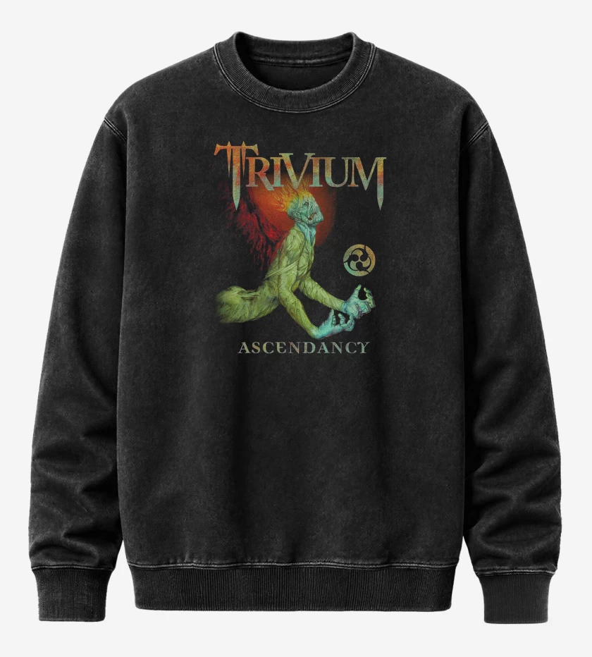 Poleron Polo Acid Wash Negro de Trivium Ascendancy
