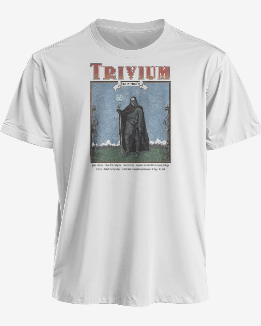 Polera premium Blanco de Trivium Crusader I
