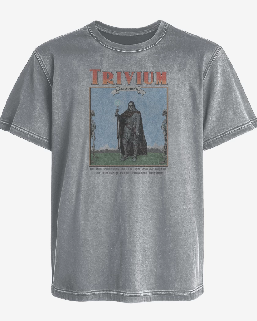 Polera desgastada Gris Melange de Trivium Crusader I