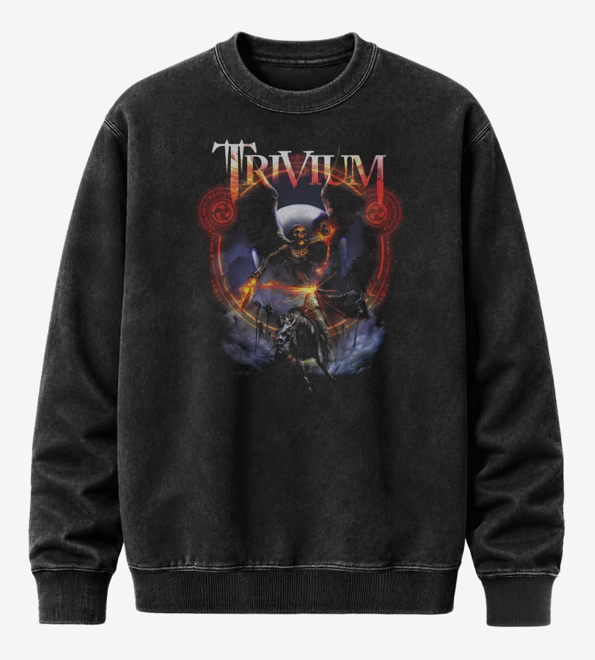 Poleron Polo Acid Wash Negro de Trivium Halloween