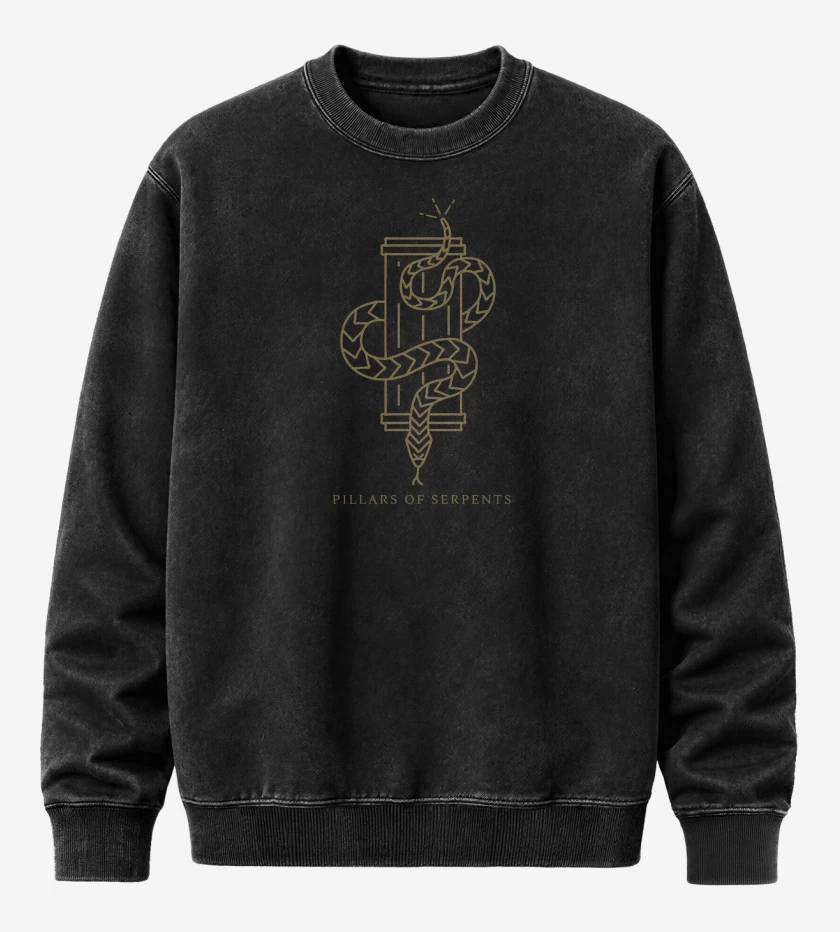 Poleron Polo Acid Wash Negro de Trivium Pillars of Serpents