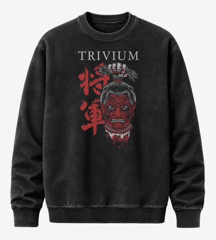 Poleron Polo Acid Wash Negro de Trivium Shogun