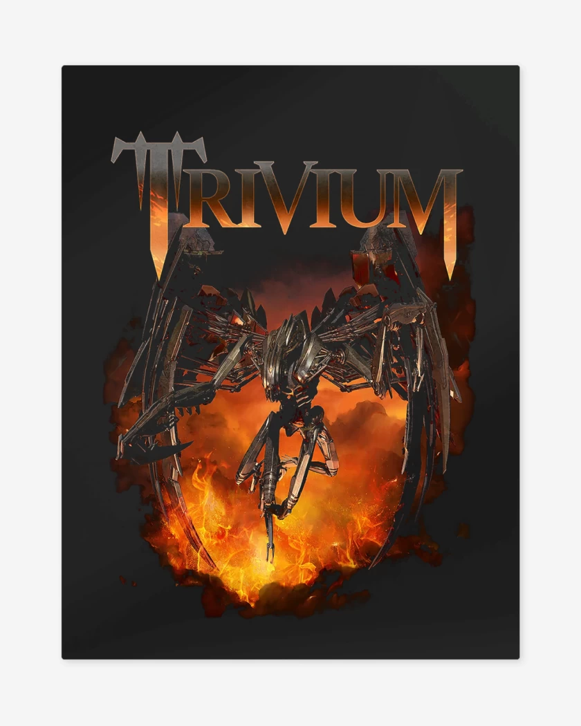 Print metalico Negro de Trivium Through Flames