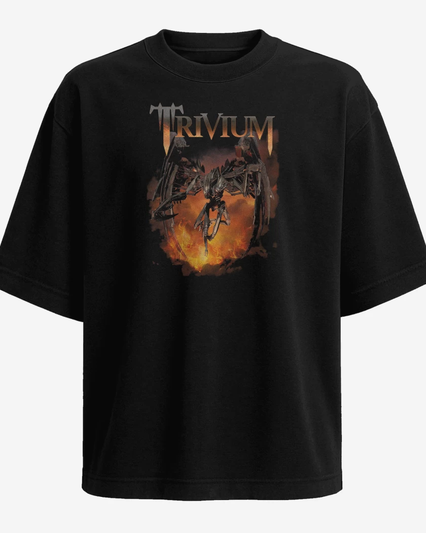 Polera Oversize Negro de Trivium Through Flames