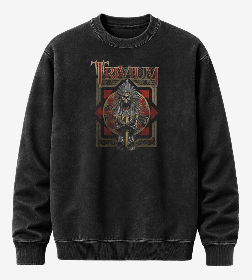 Poleron Polo Acid Wash Negro de Trivium Indian