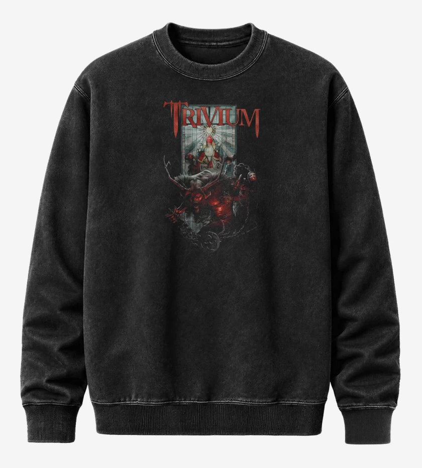 Poleron Polo Acid Wash Negro de Trivium Krampus