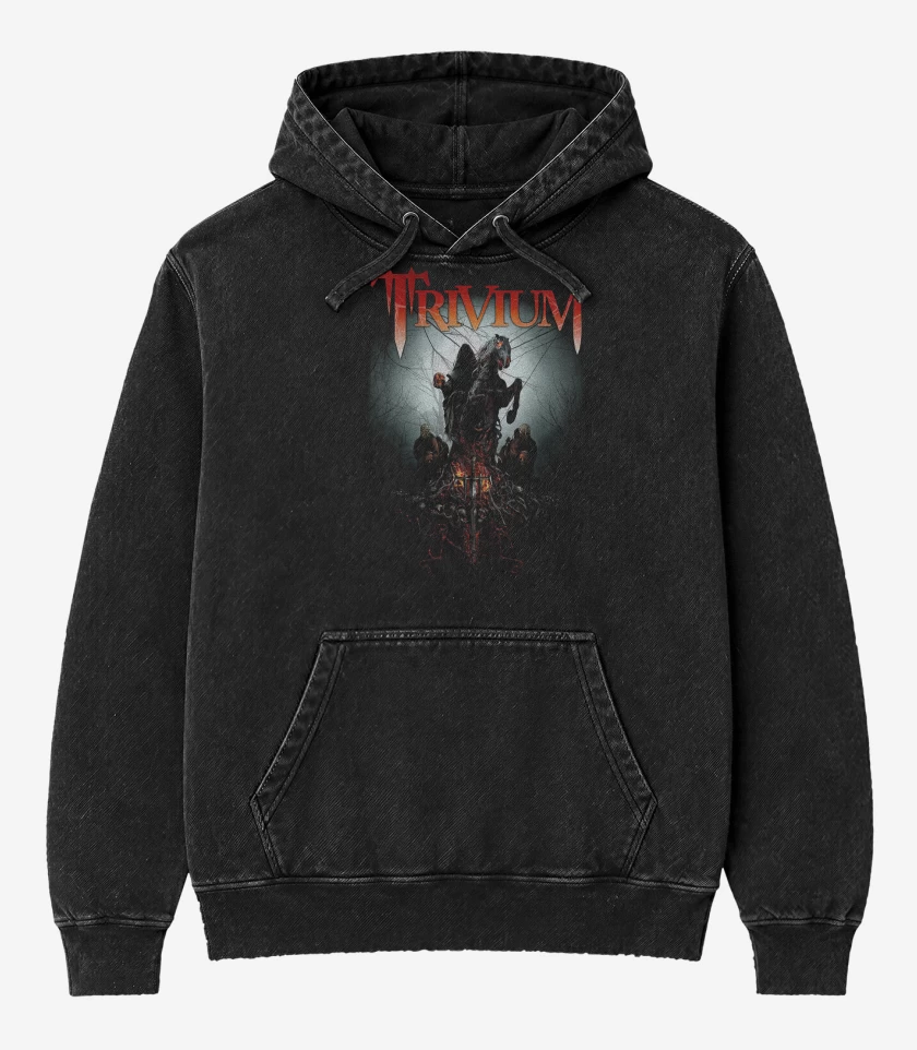 Poleron Canguro Acid Wash Negro de Trivium  Skull Snatchers