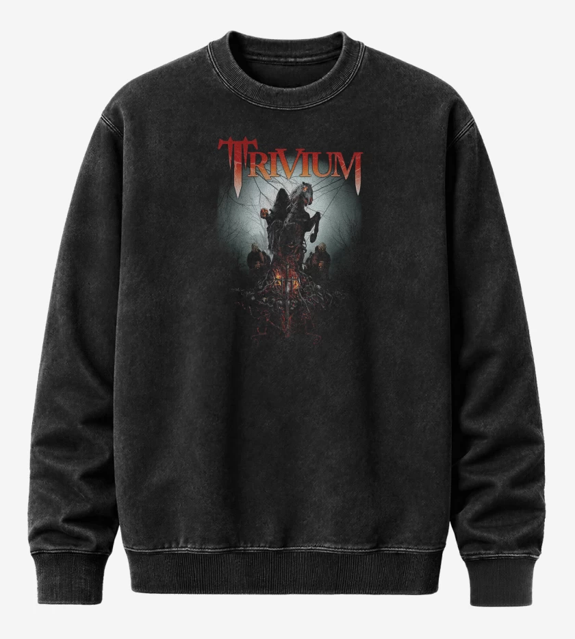 Poleron Polo Acid Wash Negro de Trivium  Skull Snatchers