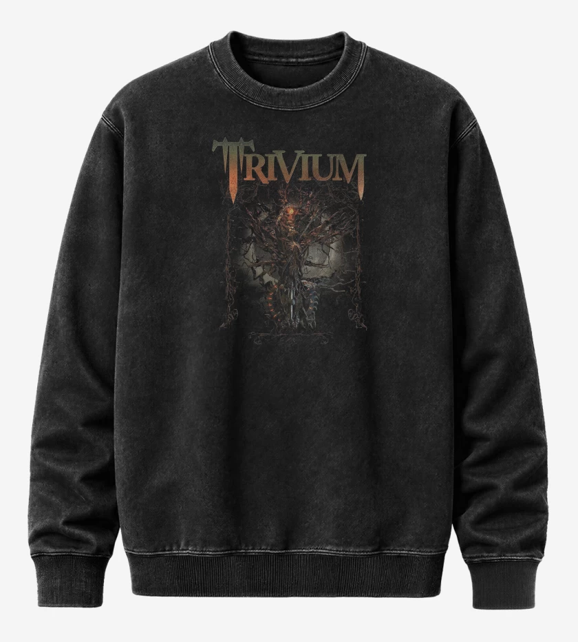Poleron Polo Acid Wash Negro de Trivium Time