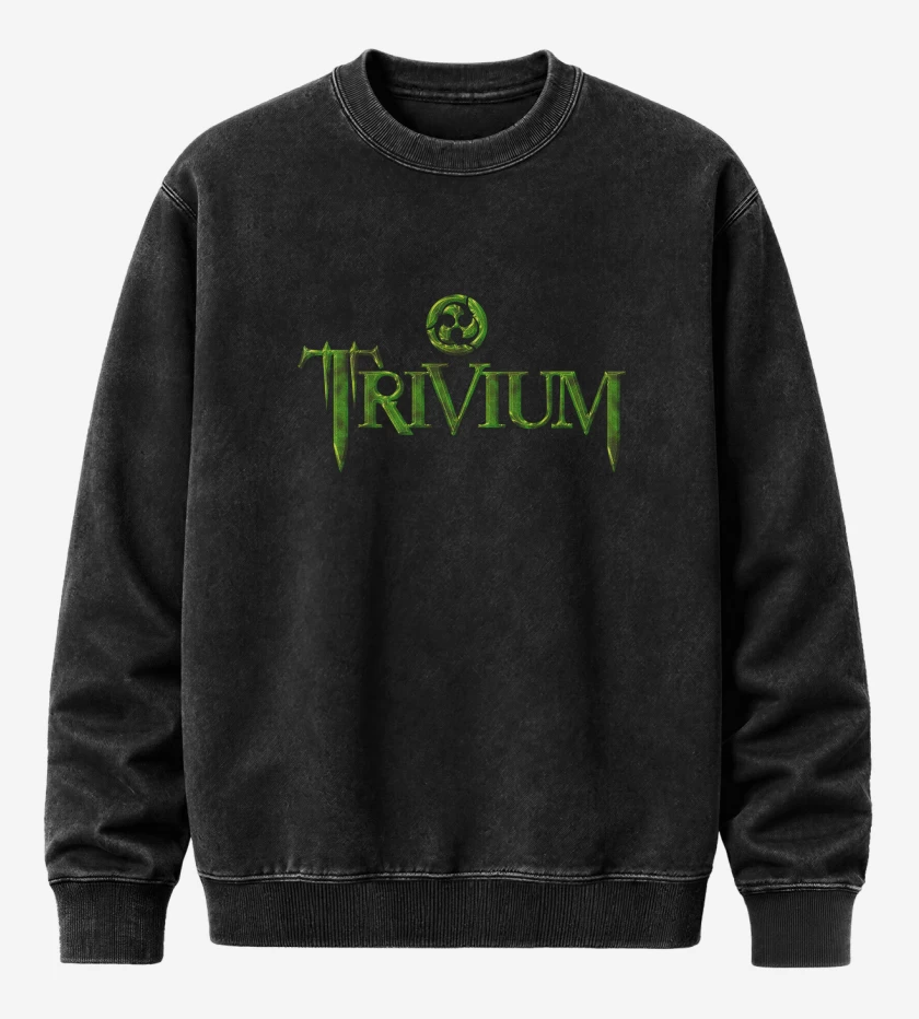 Poleron Polo Acid Wash Negro de Trivium Old Logo