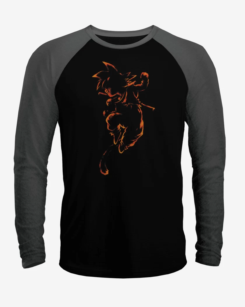 Polera Raglan Negro / Negro Heather de Goku pequeño