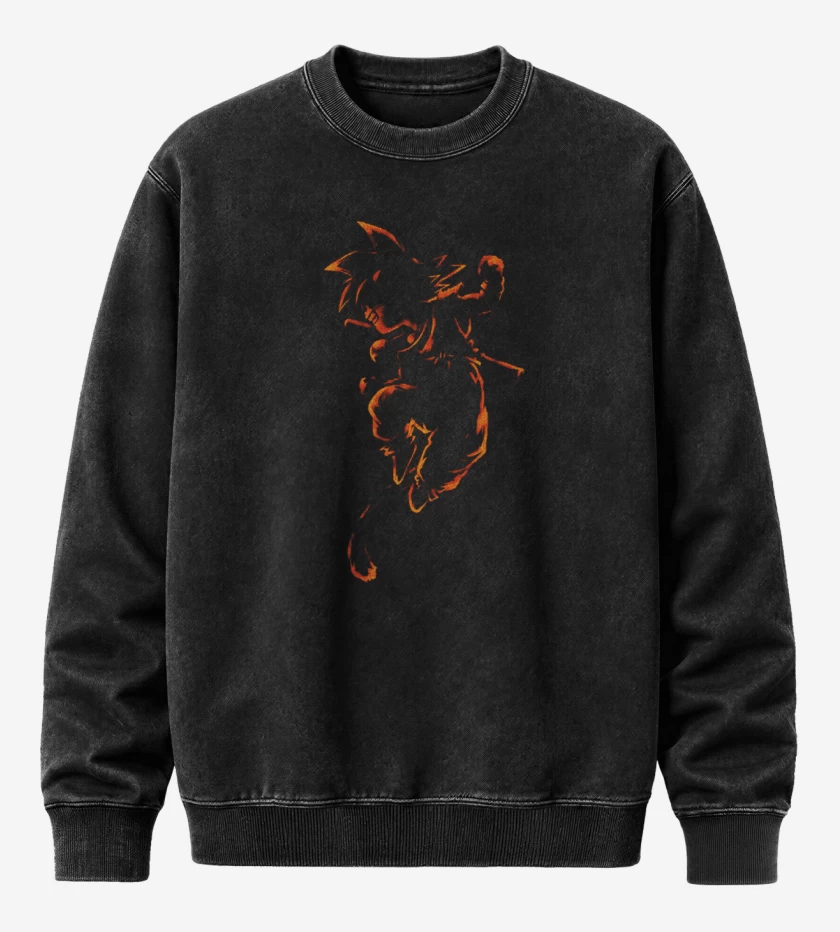 Poleron Polo Acid Wash Negro de Goku pequeño