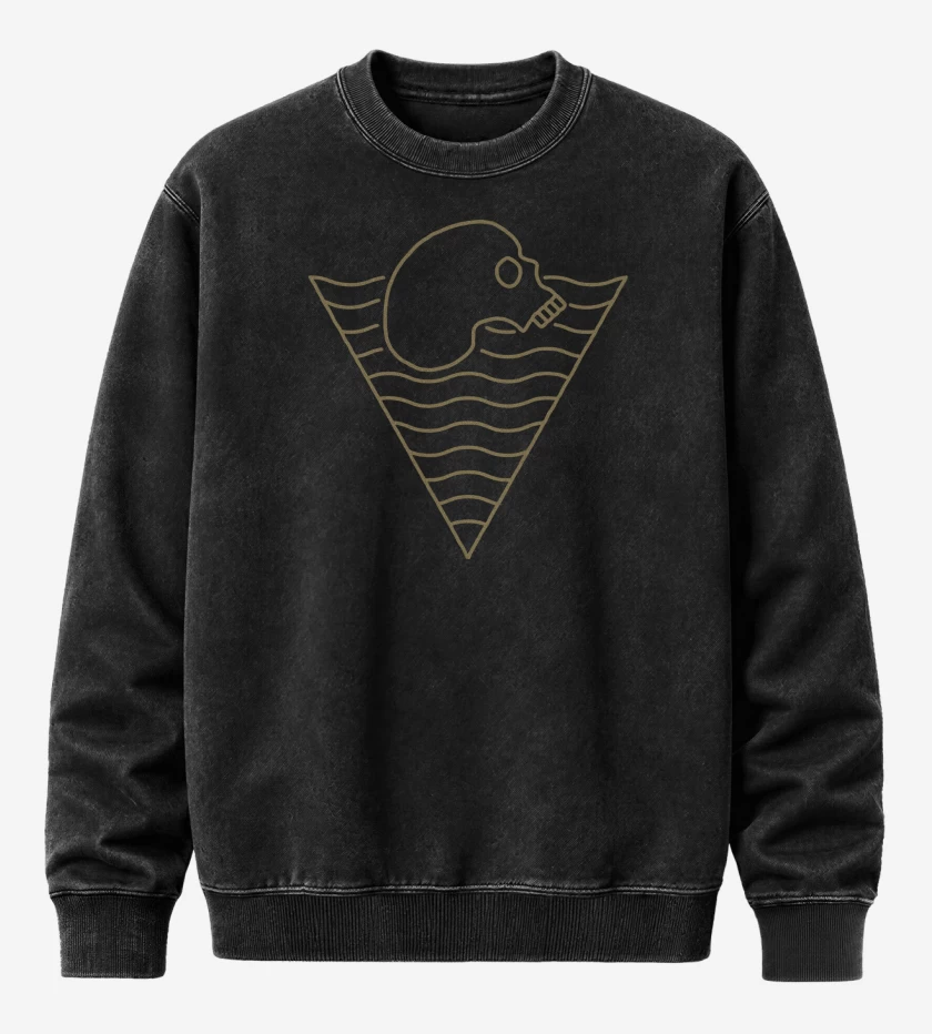 Poleron Polo Acid Wash Negro de Trivium Drowning in the Sound