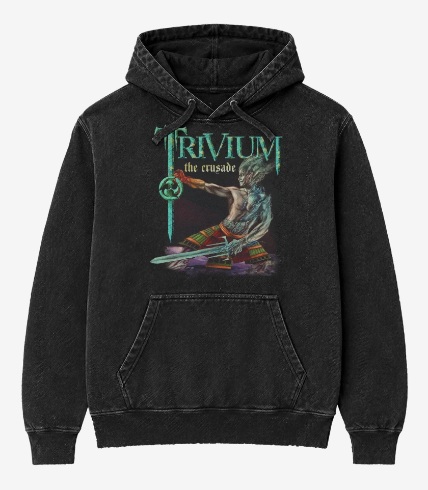 Poleron Canguro Acid Wash Negro de Trivium Crusader