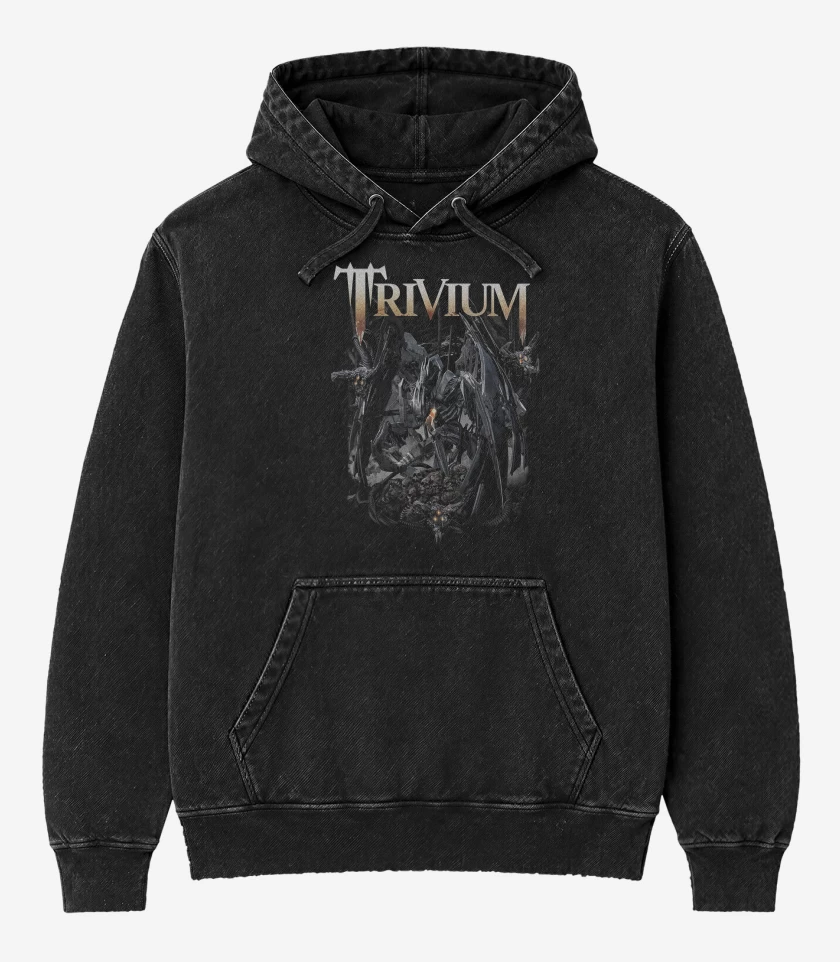 Poleron Canguro Acid Wash Negro de Trivium Through Blood and Dirt and Bones