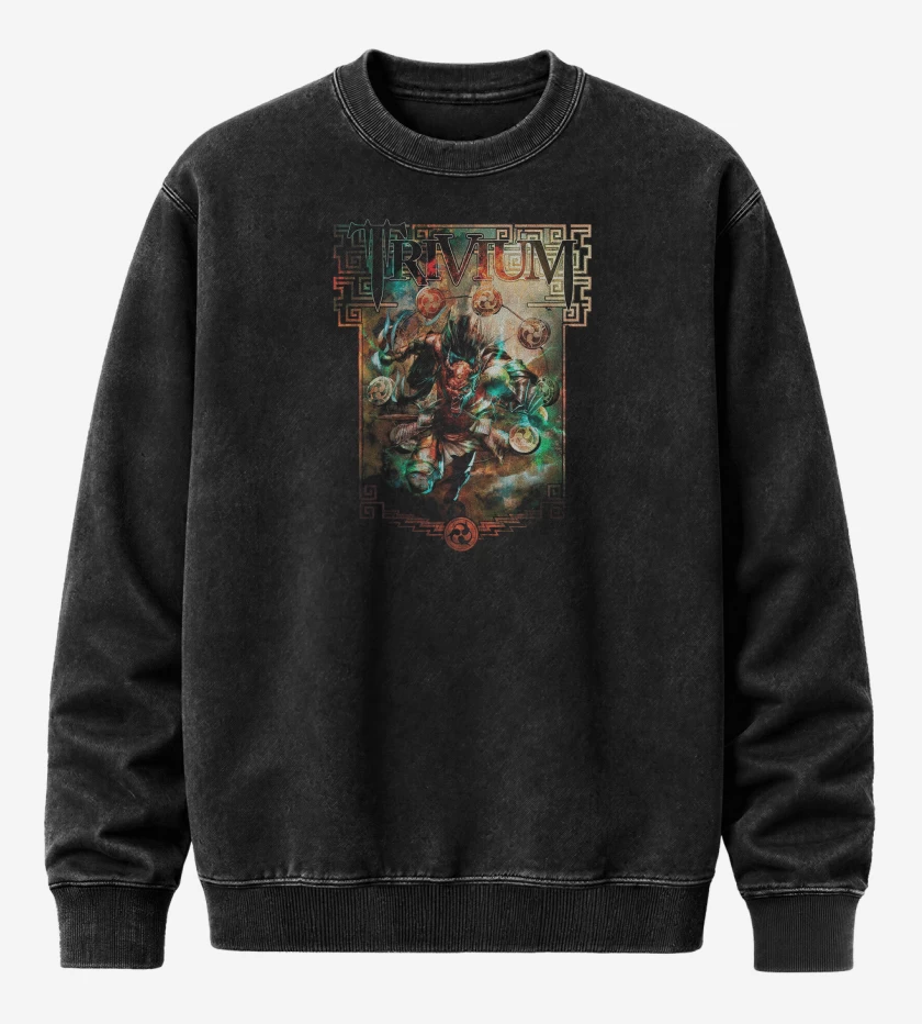 Poleron Polo Acid Wash Negro de Trivium God