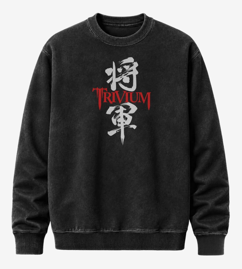 Poleron Polo Acid Wash Negro de Trivium Shogun Red