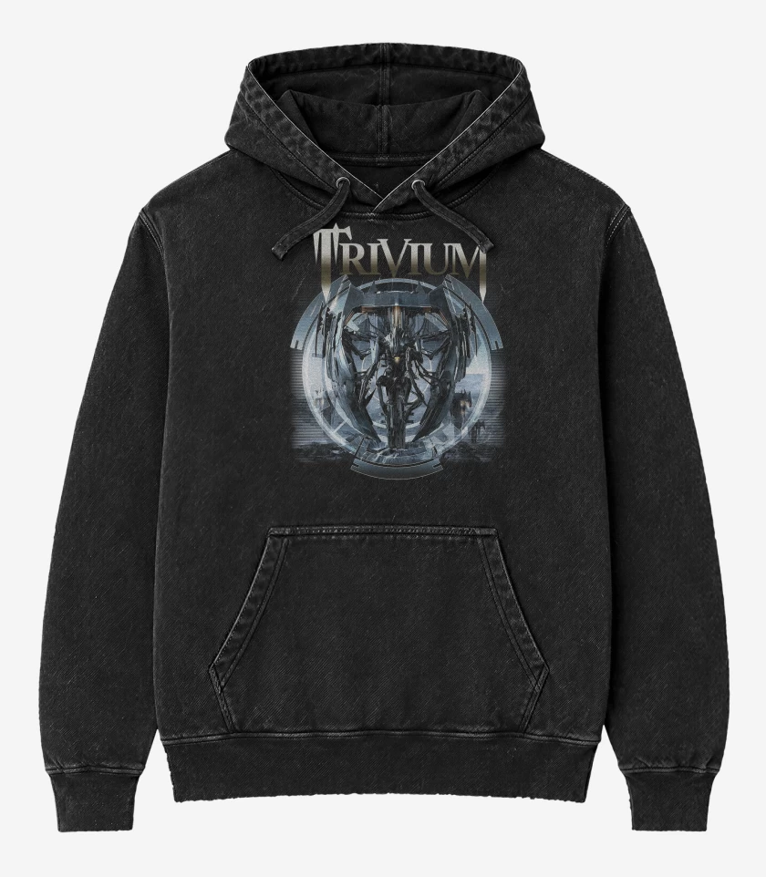 Poleron Canguro Acid Wash Negro de Trivium Vengeance Falls