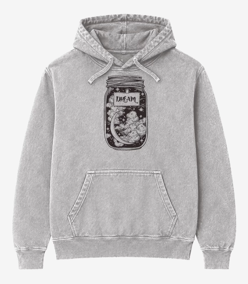 Poleron Canguro Acid Wash Gris Melange de Dream