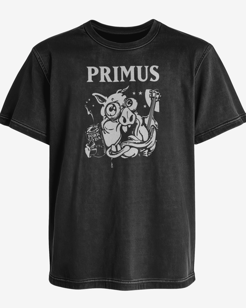 Polera desgastada Negro de Primus Cerdo