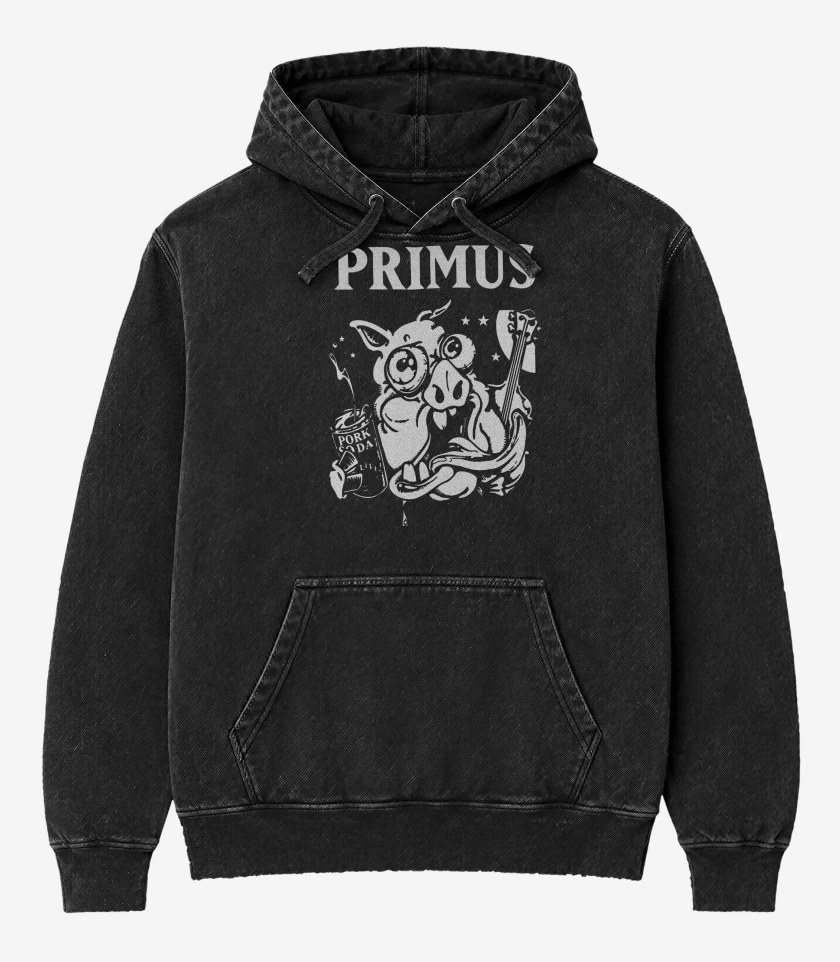 Poleron Canguro Acid Wash Negro de Primus Cerdo
