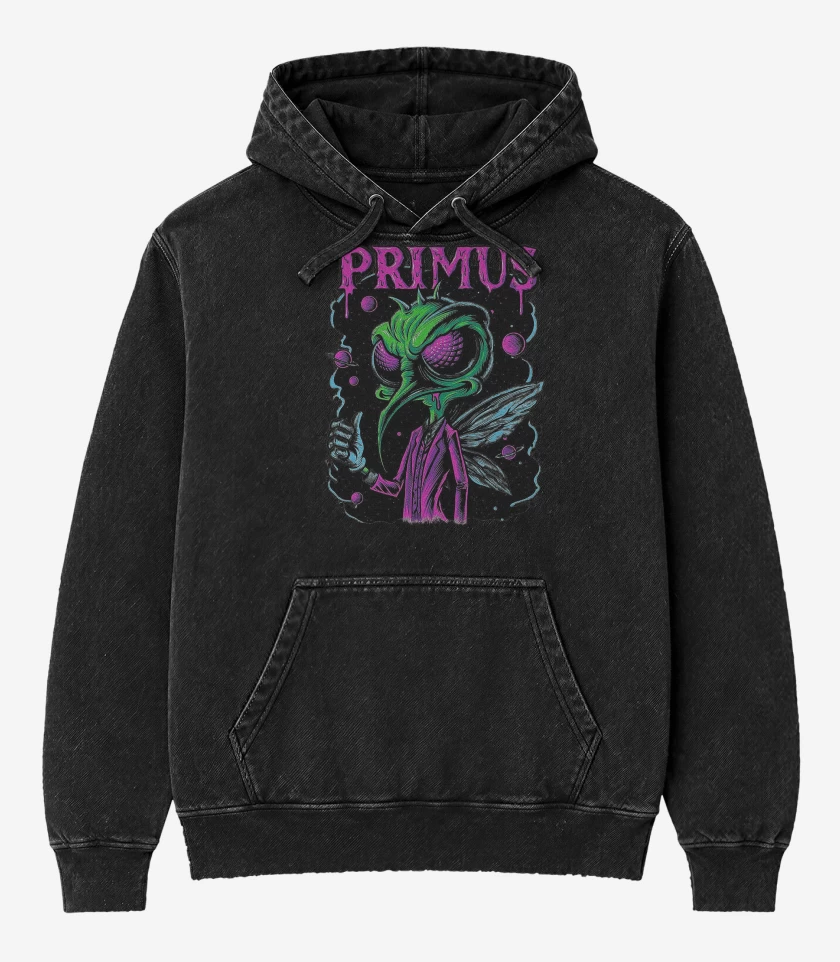 Poleron Canguro Acid Wash Negro de Primus Zancudo