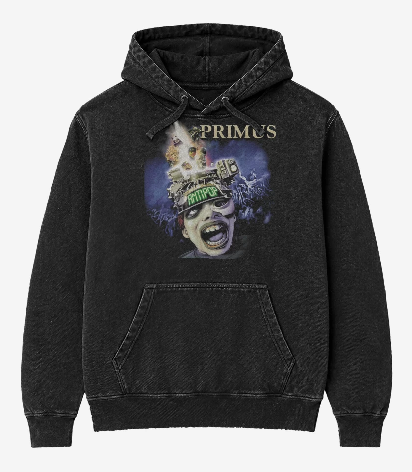 Poleron Canguro Acid Wash Negro de Primus Antipop