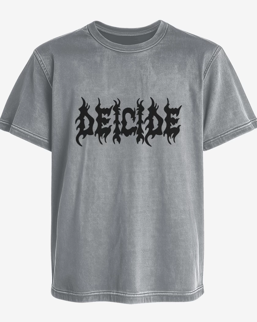 Polera desgastada Gris Melange de Deicide Logo N