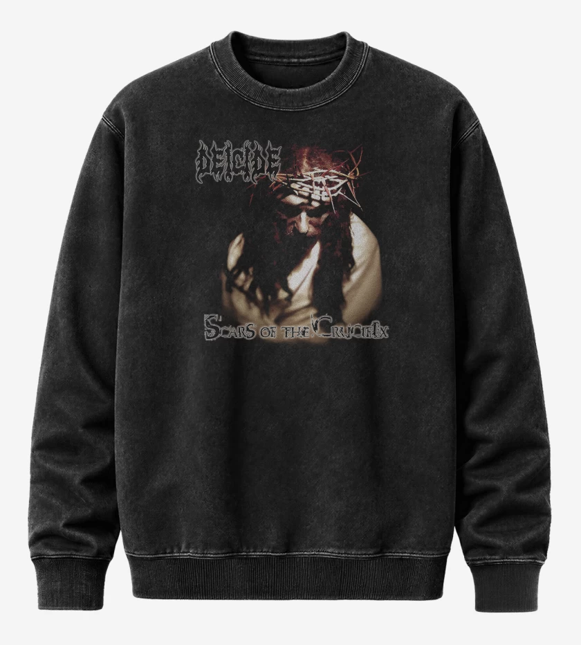 Poleron Polo Acid Wash Negro de Deicide Scars of the Crucifix