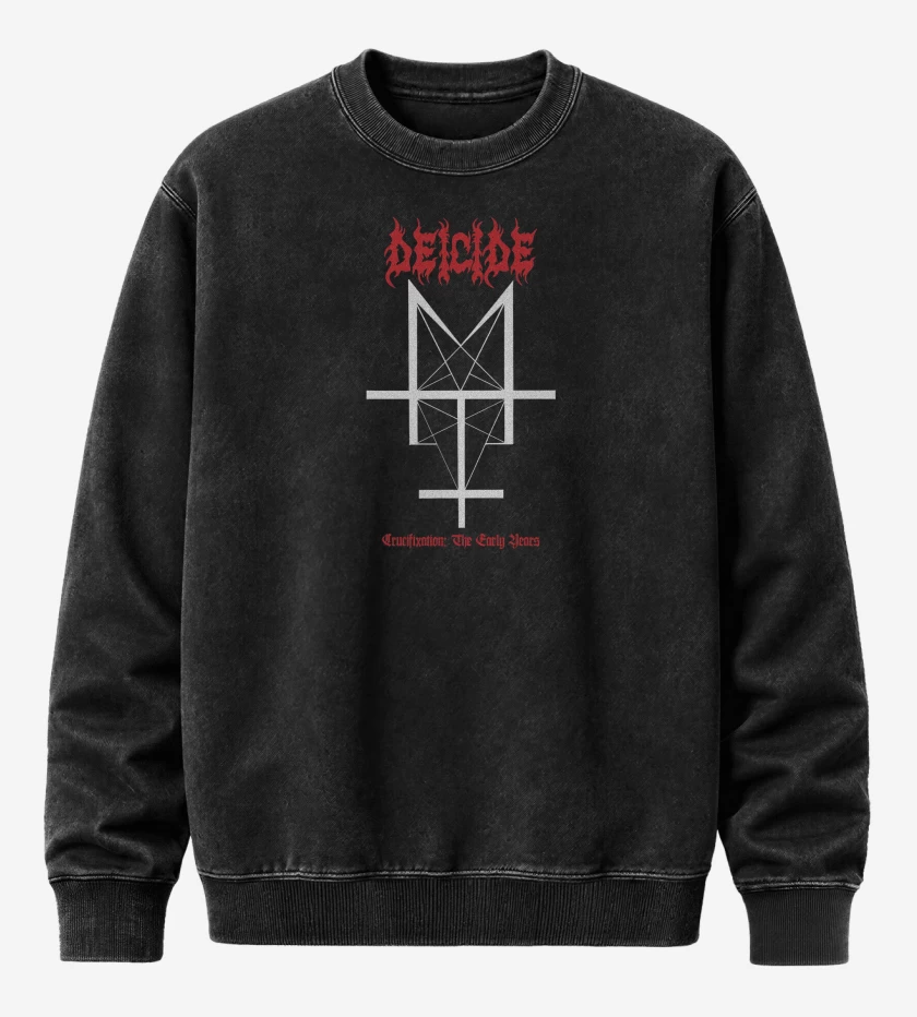 Poleron Polo Acid Wash Negro de Deicide Crucifixation