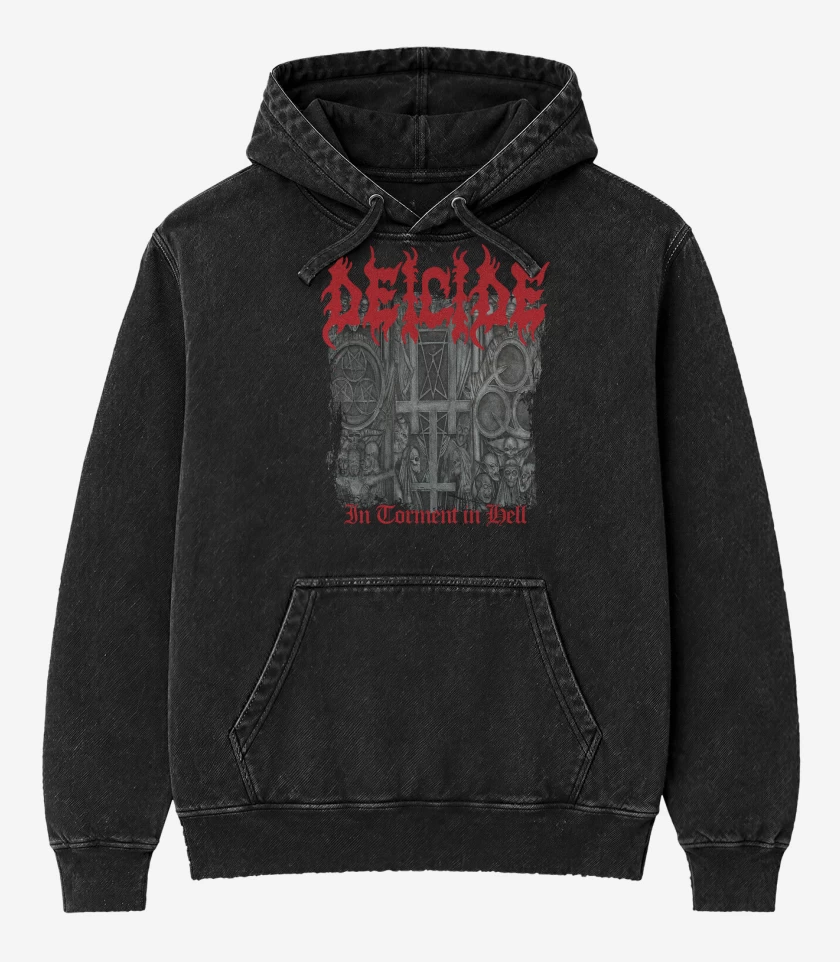 Poleron Canguro Acid Wash Negro de Deicide In Torment in Hell