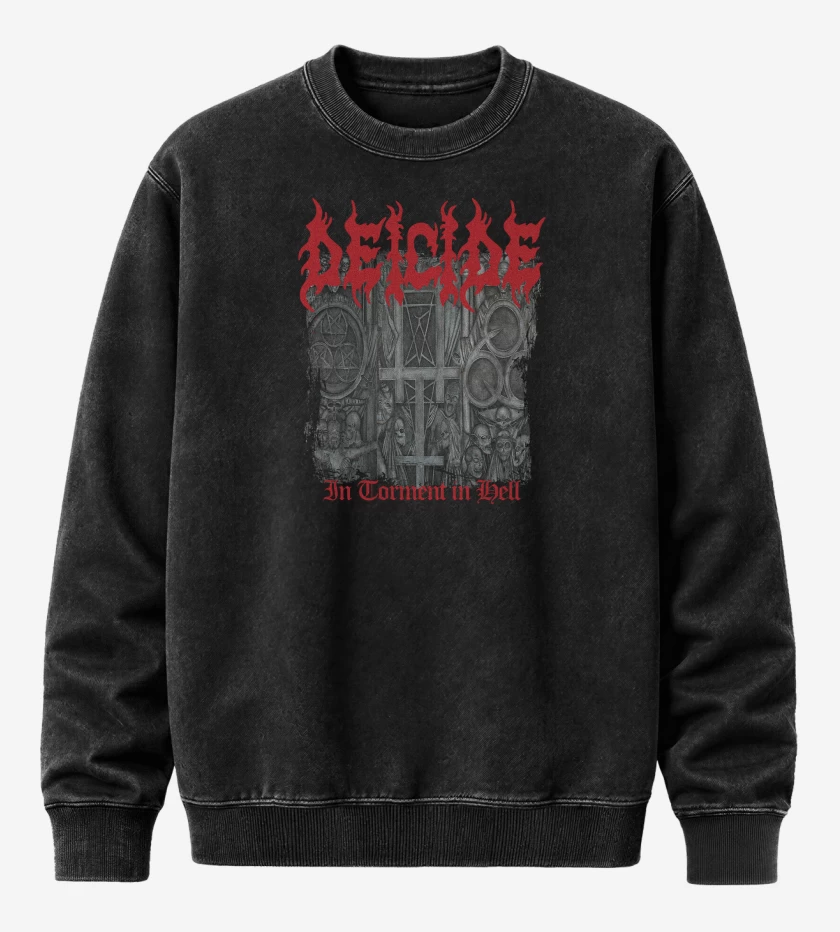 Poleron Polo Acid Wash Negro de Deicide In Torment in Hell