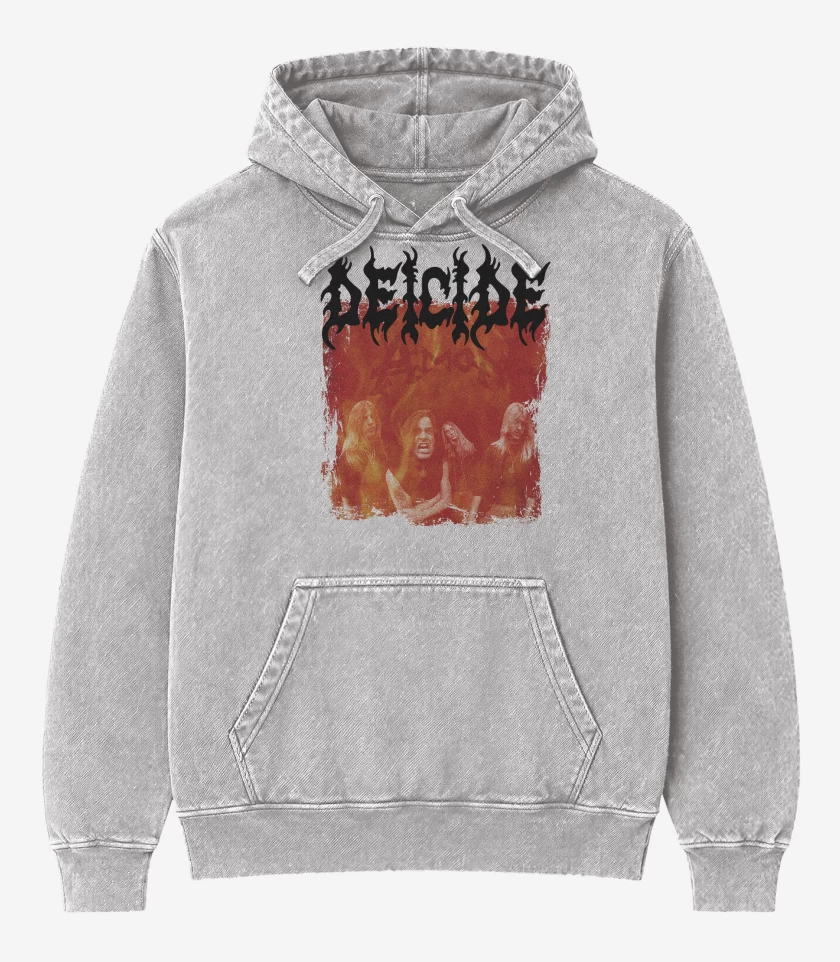 Poleron Canguro Acid Wash Gris Melange de Deicide Amon