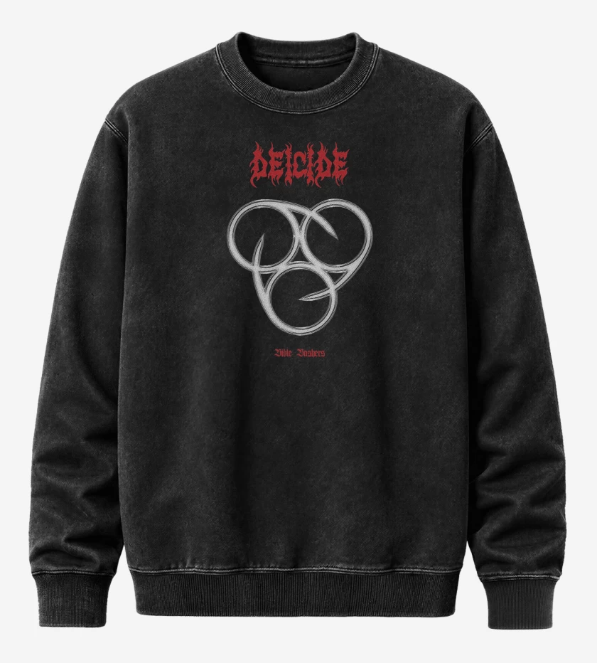 Poleron Polo Acid Wash Negro de Deicide Bible Bashers