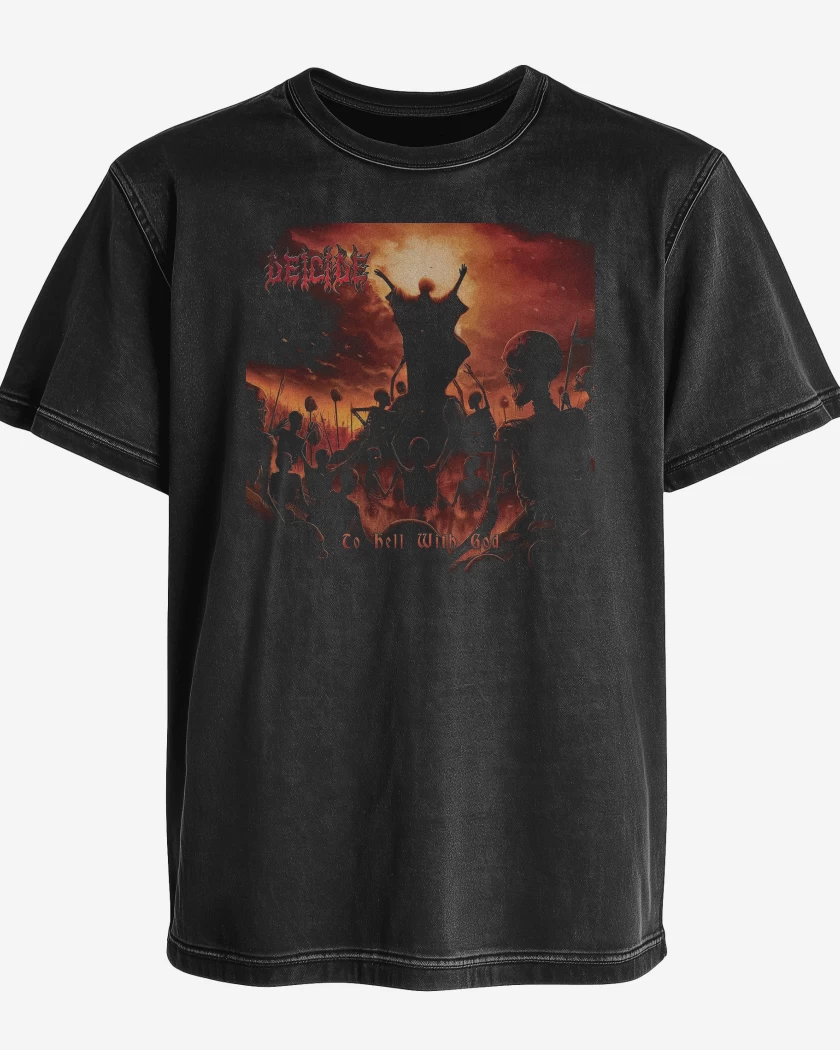 Polera desgastada Negro de Deicide To Hell With God