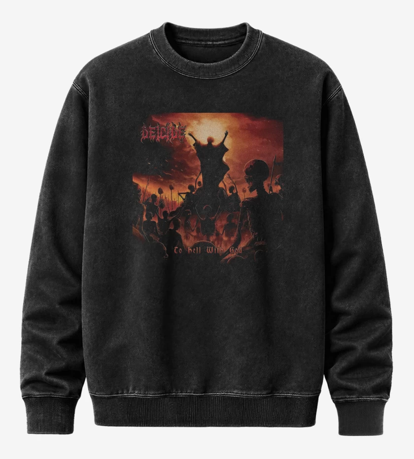 Poleron Polo Acid Wash Negro de Deicide To Hell With God