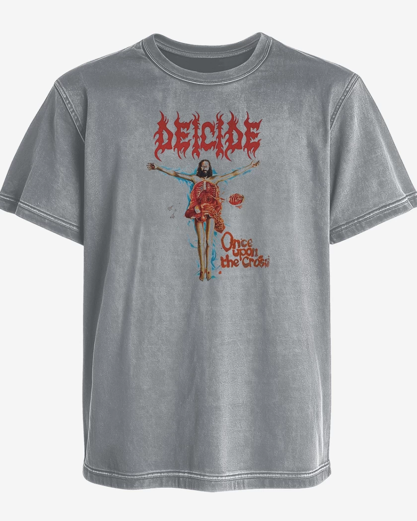 Polera desgastada Gris Melange de Deicide Once Upon The Cross B