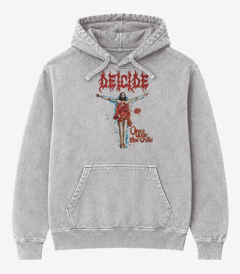 Poleron Canguro Acid Wash Gris Melange de Deicide Once Upon The Cross B