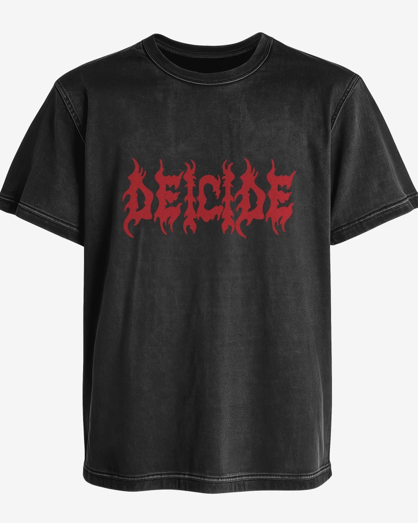 Polera desgastada Deicide Logo Rojo