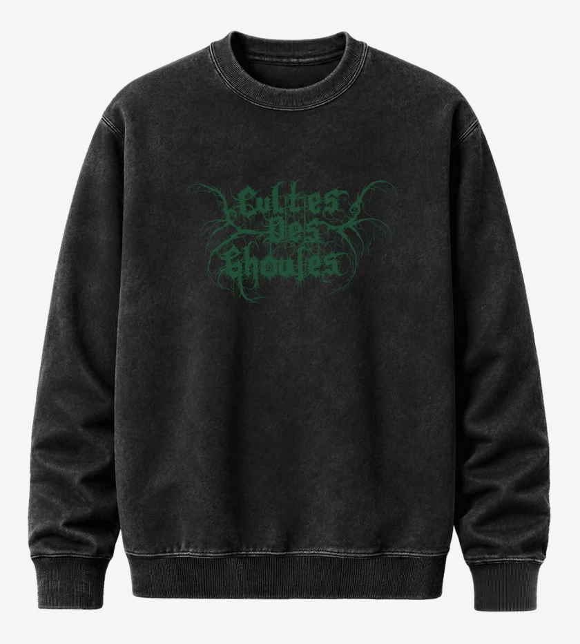Poleron Polo Acid Wash Negro de Cultes des Ghoules Logo