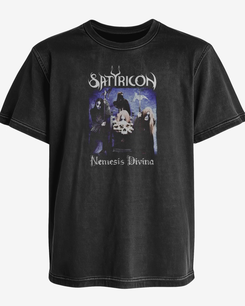 Polera desgastada Negro de Satyricon Nemesis Divina