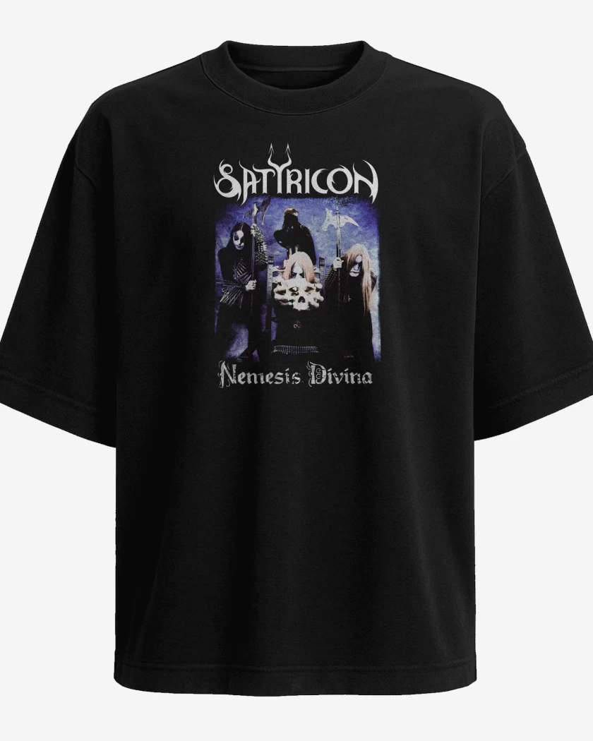 Polera Oversize Negro de Satyricon Nemesis Divina
