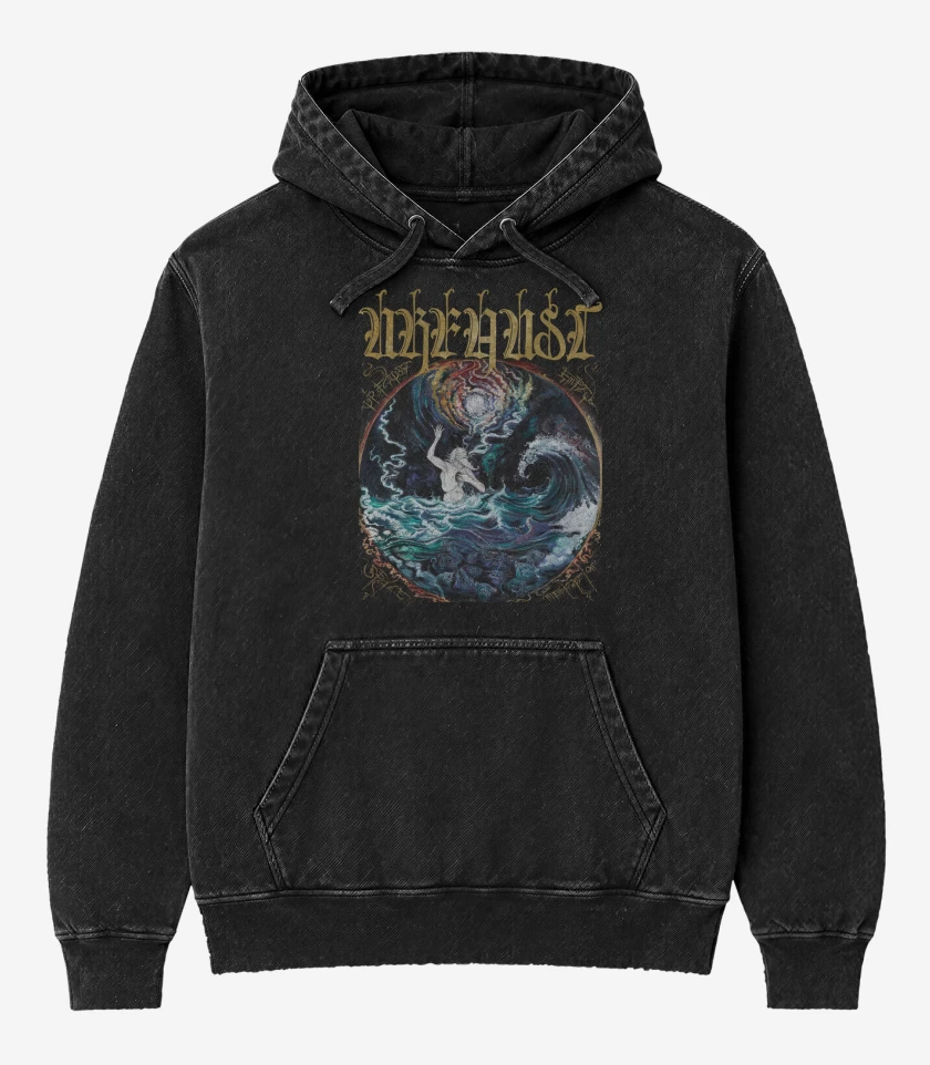 Poleron Canguro Acid Wash Negro de Urfaust
