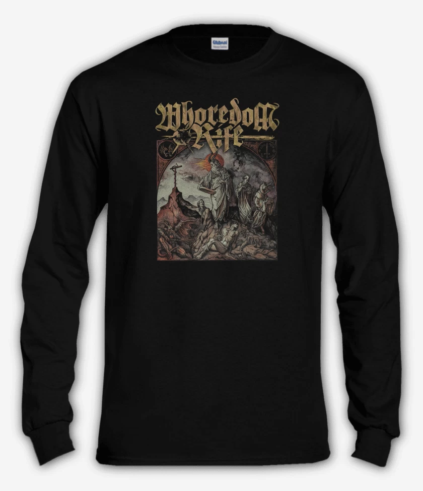 Polera manga larga Negro de Whoredom Rife Den vrede makt