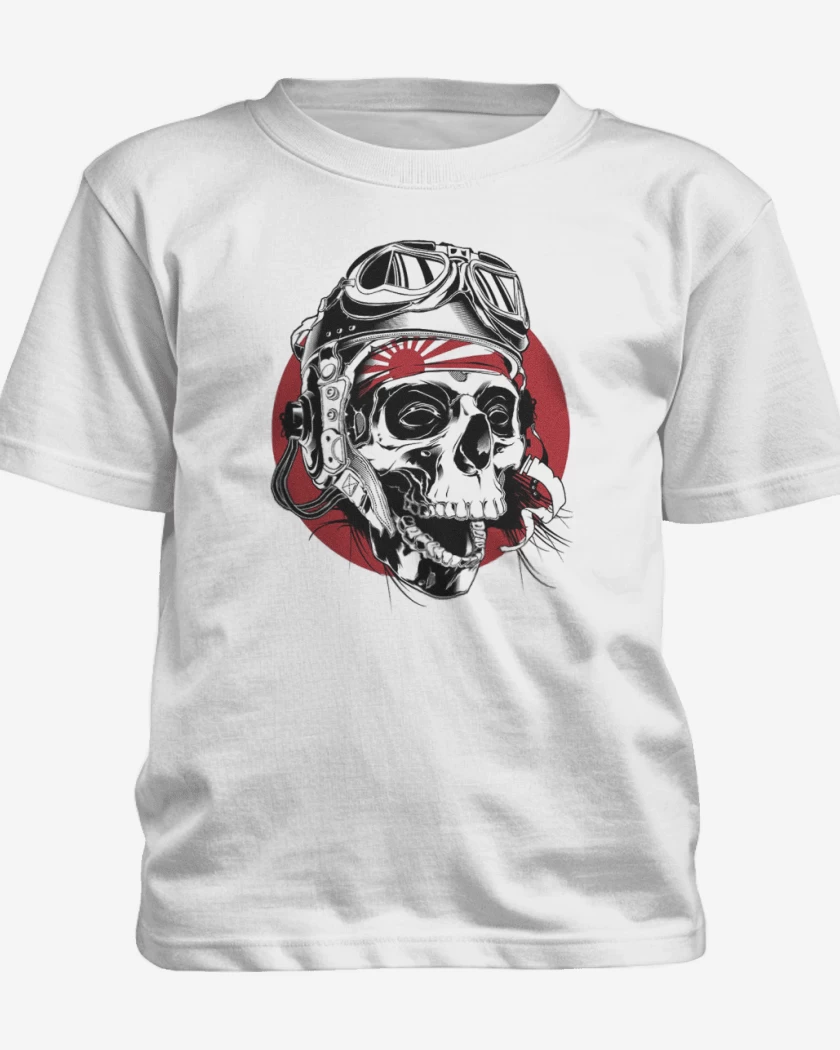 Polera de niño Blanco de Kamikaze Skull