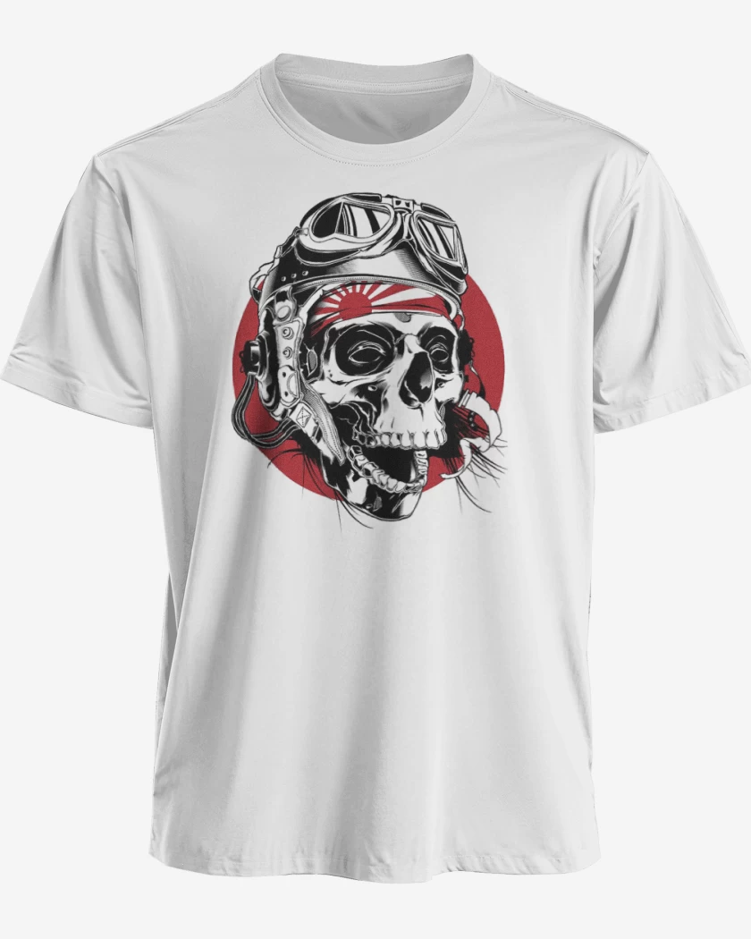 Polera premium Blanco de Kamikaze Skull