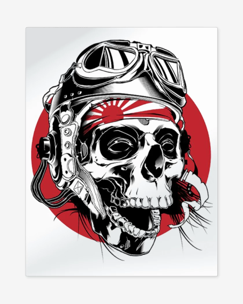 Print metalico Blanco de Kamikaze Skull