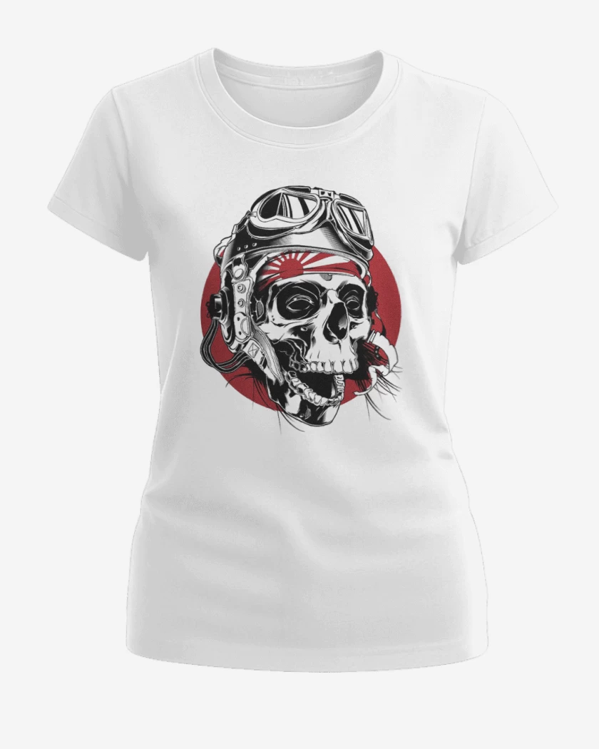 Polera de Mujer Blanco de Kamikaze Skull