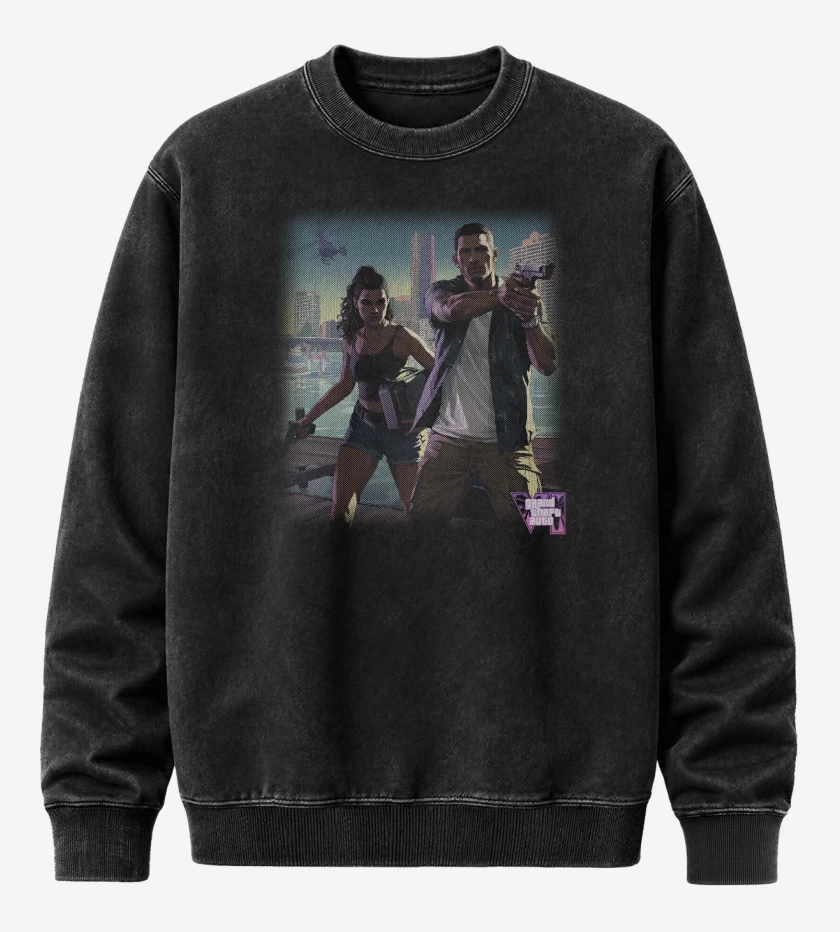 Poleron Polo Acid Wash Negro de GTA VI S