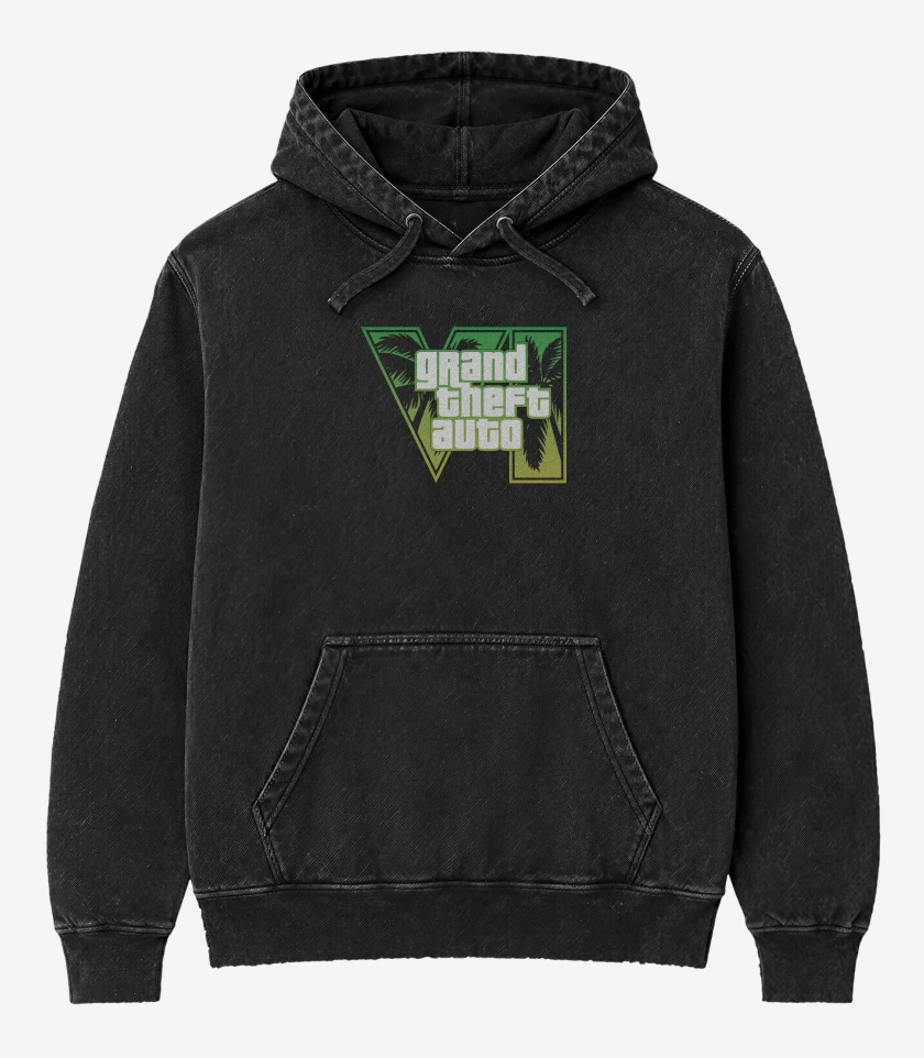 Poleron Canguro Acid Wash Negro de GTA 6 Green